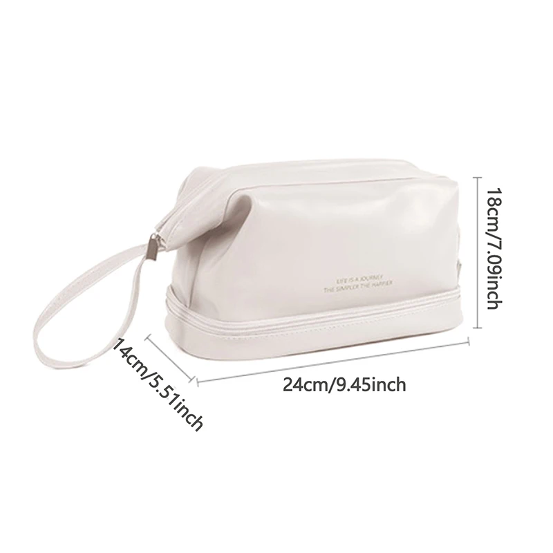 Bolsas de cosméticos para mujer, elegante bolsa de maquillaje de cuero PU, organizador de artículos de tocador de viaje, bolsa colgante de almacenamiento, bolso de maquillaje de mano coreano