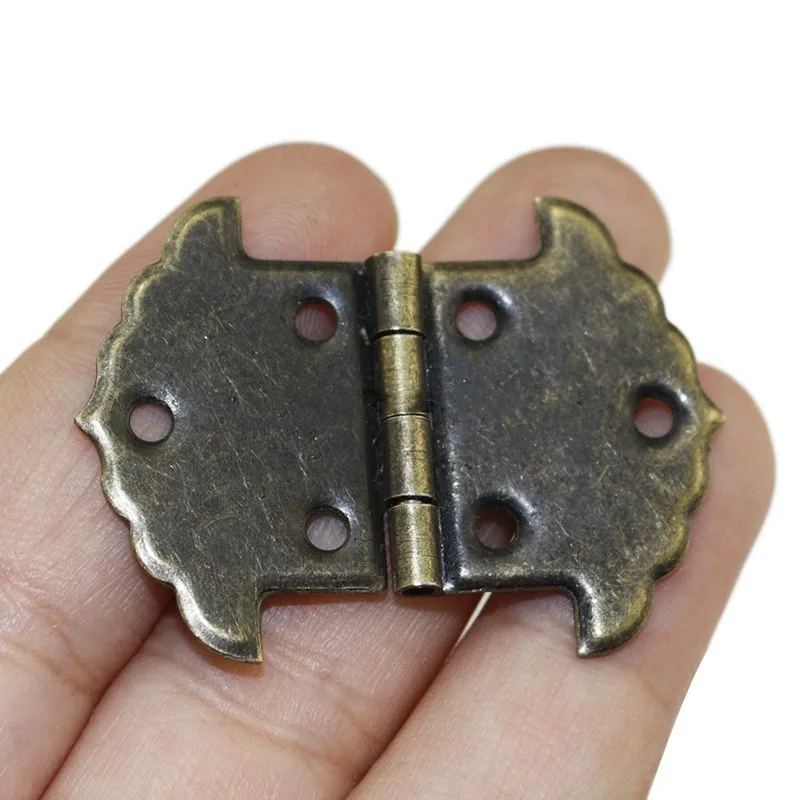 10Pcs Flower Iron Hinge Hardware Gift Box Wooden Link Buckle Square Hinge 30*41mm