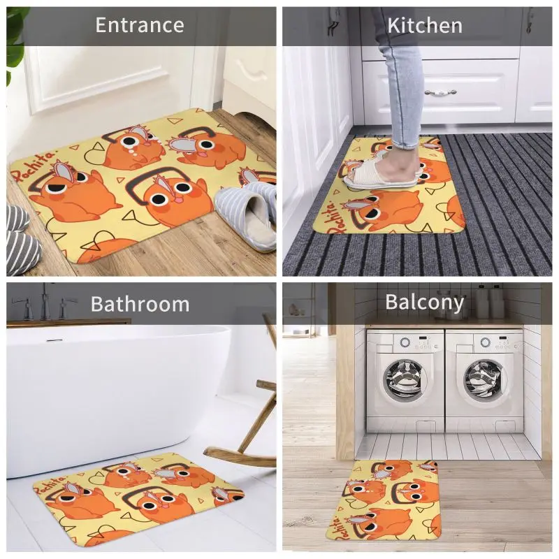 Custom Chainsaw Man Pochita Doormat Non-Slip Entrance Kitchen Bathroom Door Floor Mats Bedroom Balcony Carpet Rug