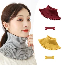 Knitted Collar Scarf Women Turtleneck Knitted False Fake Collar Detachable Scarf Warm Winter Windproof Ruffles Wrap Scarf 2023