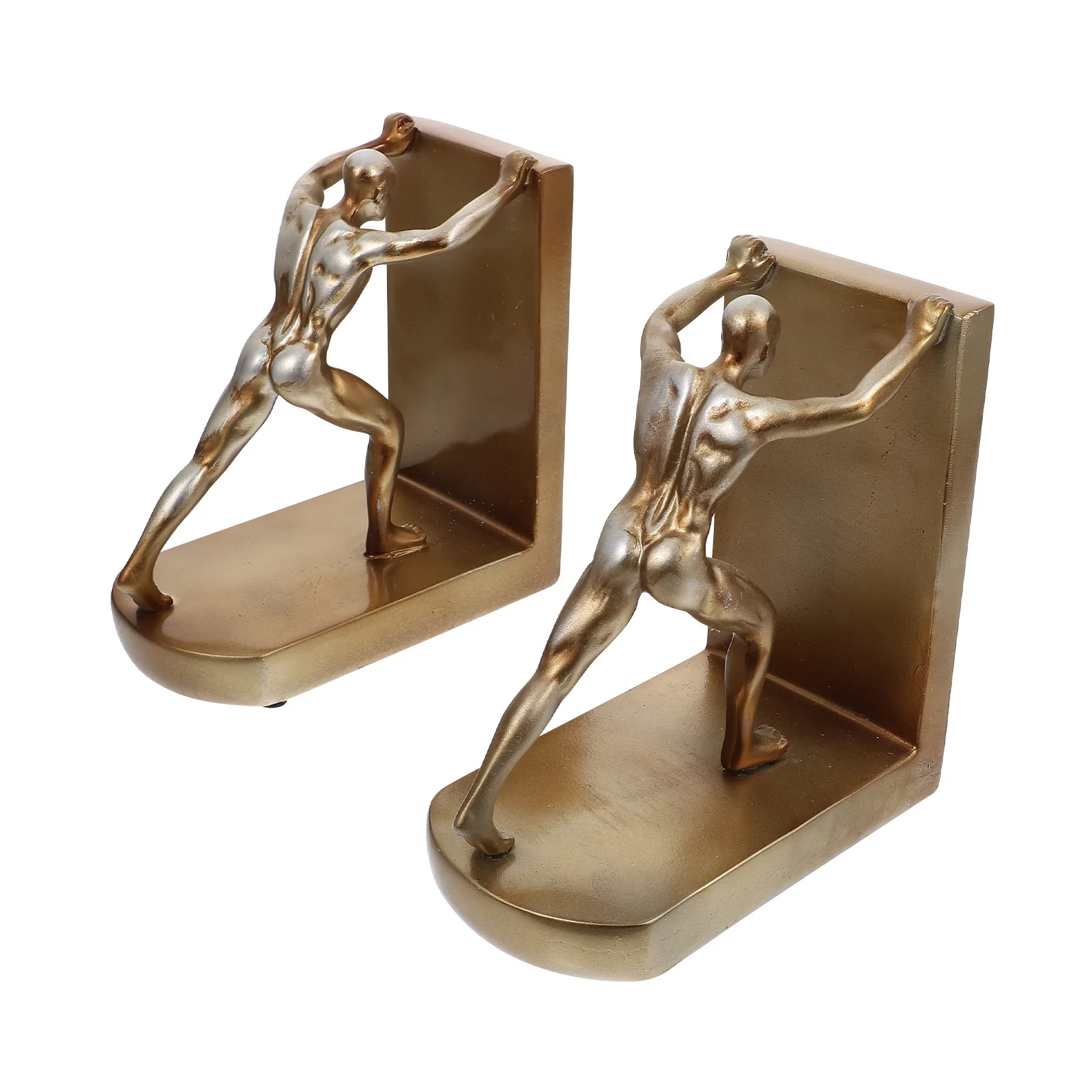 

2pcs Resin Bookends Golden Creative Modern Desktop Adornment For Home Office Study Decor Tabletop Ornament Household Sculpture