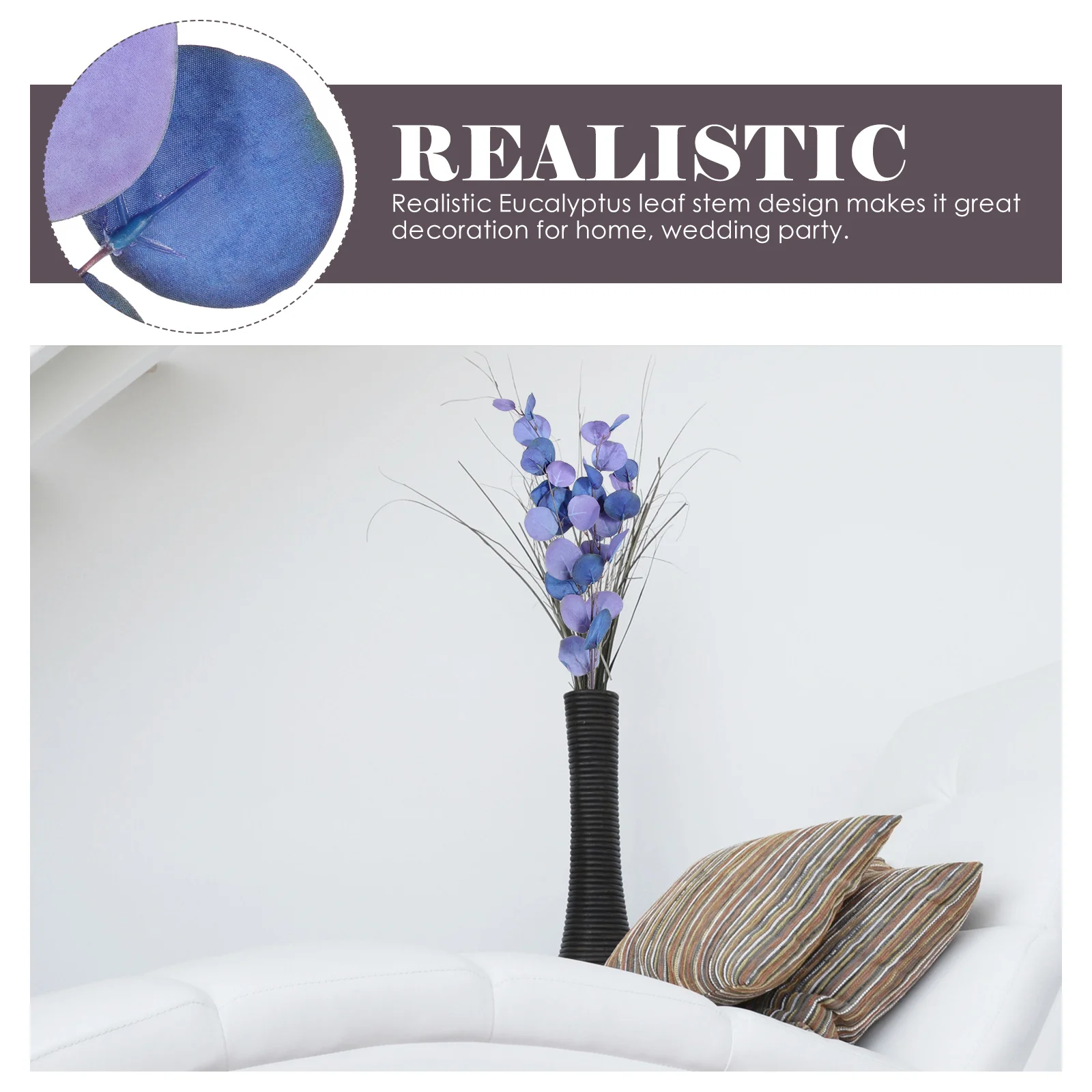 

2Pcs Eucalyptus Leaf Branches Artificial Plant Decor for Banquet Festivals Photography Props Simulated Greenery Household