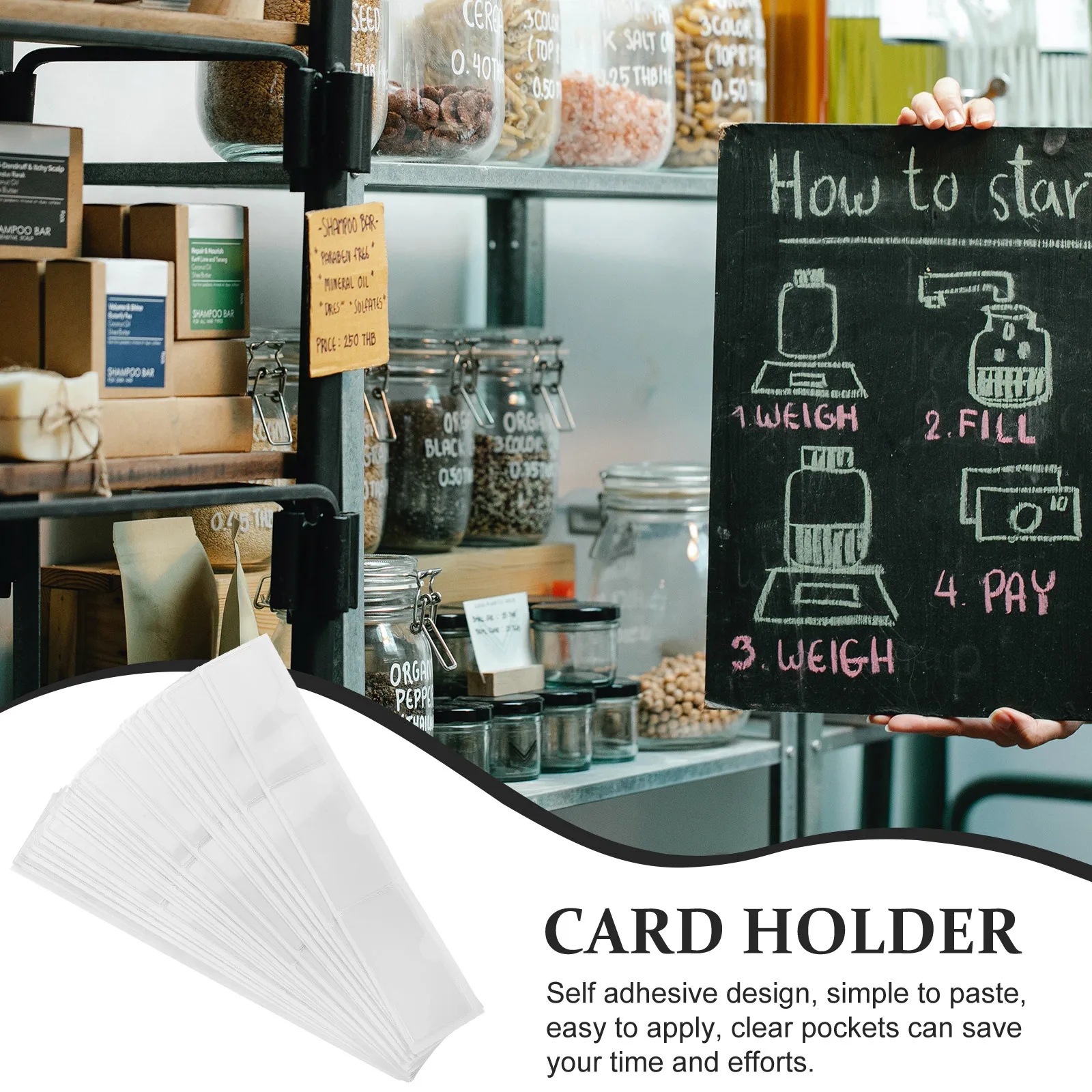 Porte-cartes adhésifs transparents, 100 pièces, pochettes d'étiquettes auto-adhésives solides, protecteur de poche pour cartes de visite, plastique transparent collant