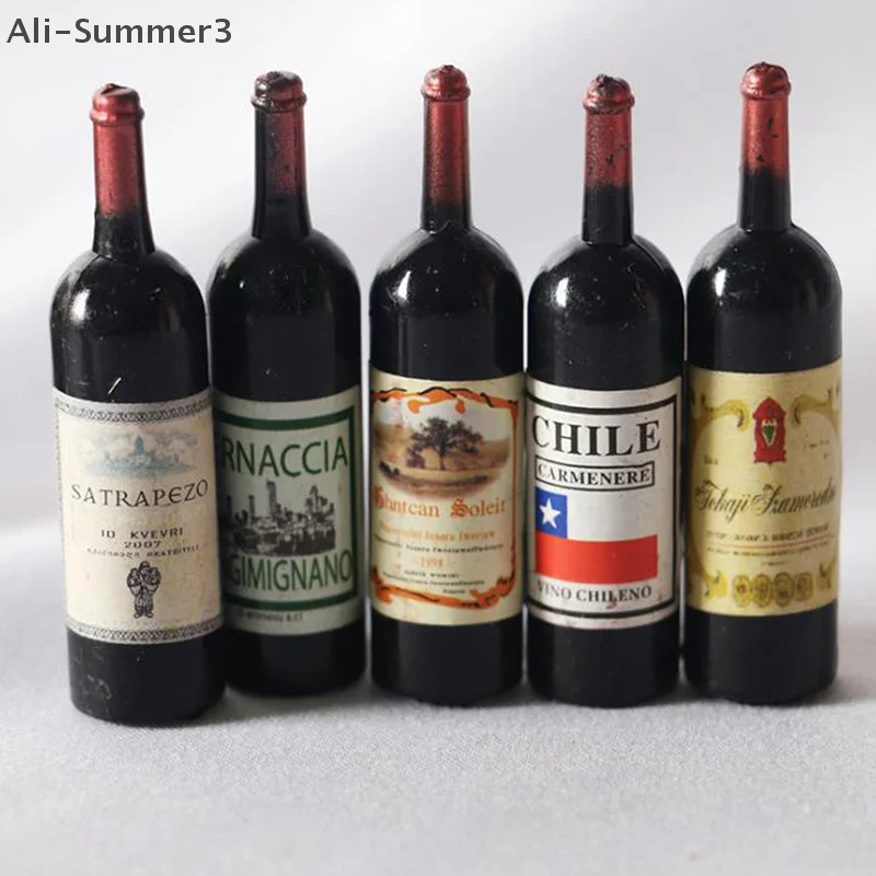 5 個 1/12 ドールハウスミニチュアワインボトルシミュレーションアクセサリー装飾用