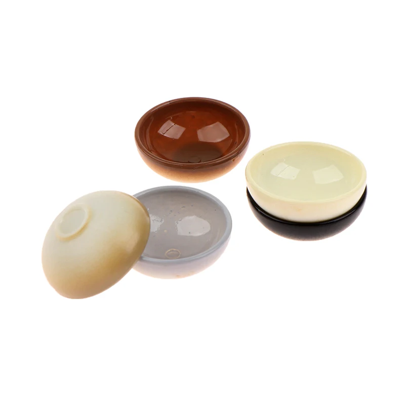 10개 미니어처 그릇 접시 원형 1/12 스케일 인형 집 주방 식사 액세서리