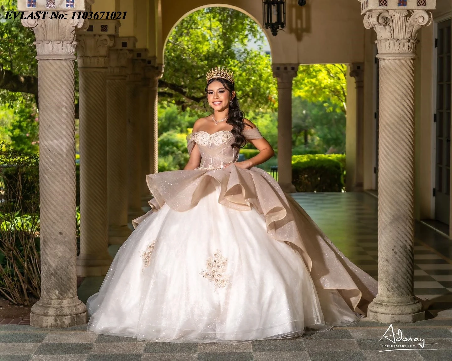 EVLAST Personalizzato Rosa Abito Quinceanera Abito di Sfera Lucido Applique di Pizzo Che Borda A File Corsetto Dolce 16 Abiti De Anos SQ361