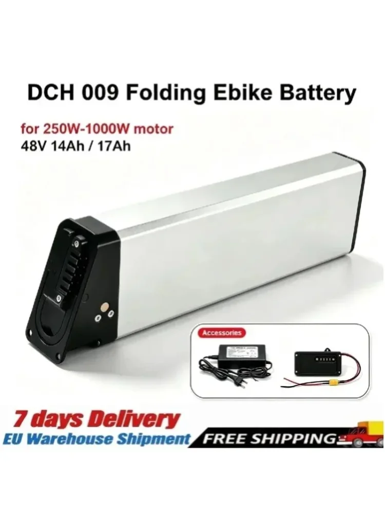 48V 14Ah 17Ah DCH-009 Wiederaufladbarer Lithium-Ersatzakku für E-Bikes, Mehrschichtiger Überhitzungs-, Überlade- und Kurzschlussschutz, Lange Reichweite, Ersatzteile für 2022 New Engwe EP-2 Pro Engine