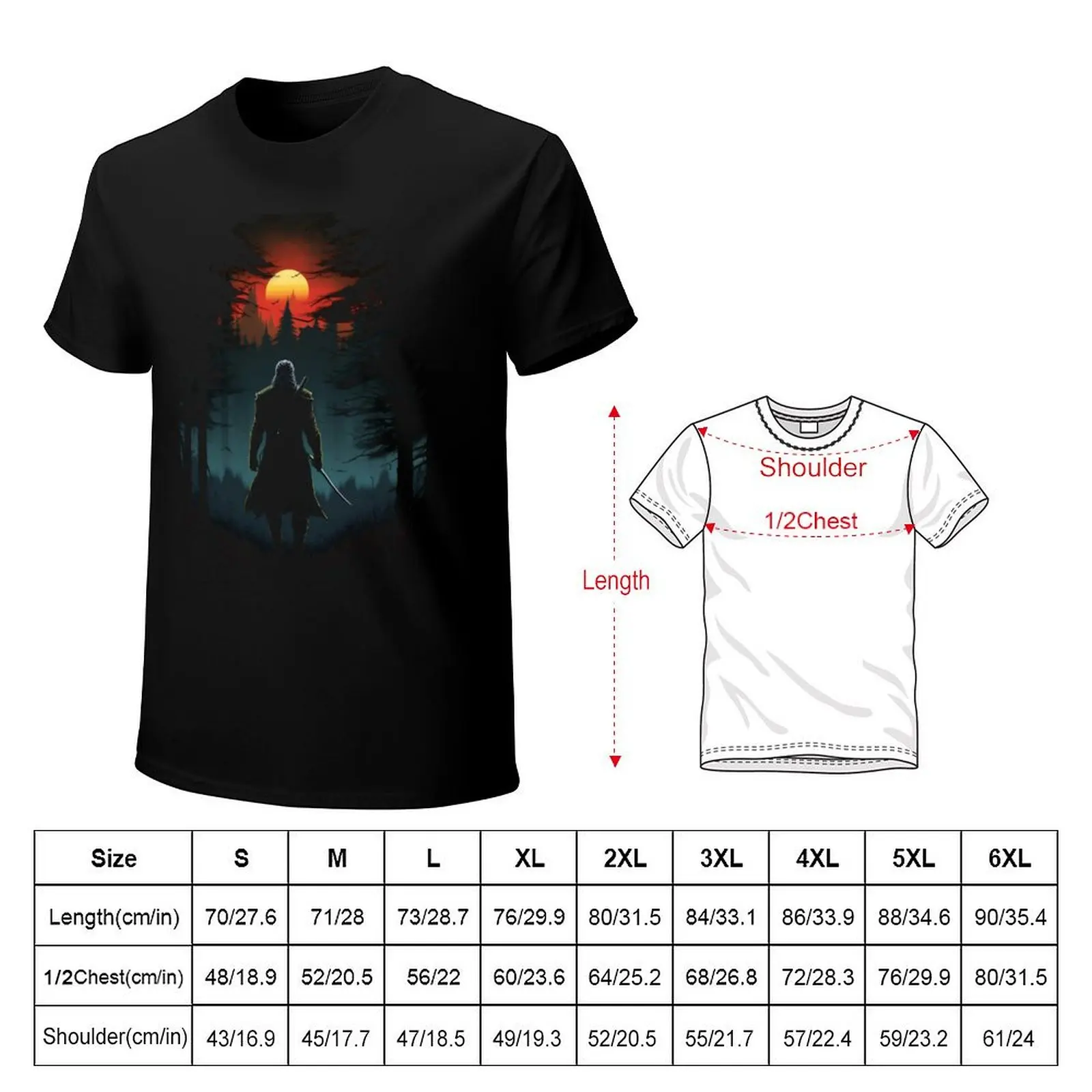 Sunset Monster Hunter III - Silhouette - Witcher T-Shirt High Elasticity Sports T-Shirt
