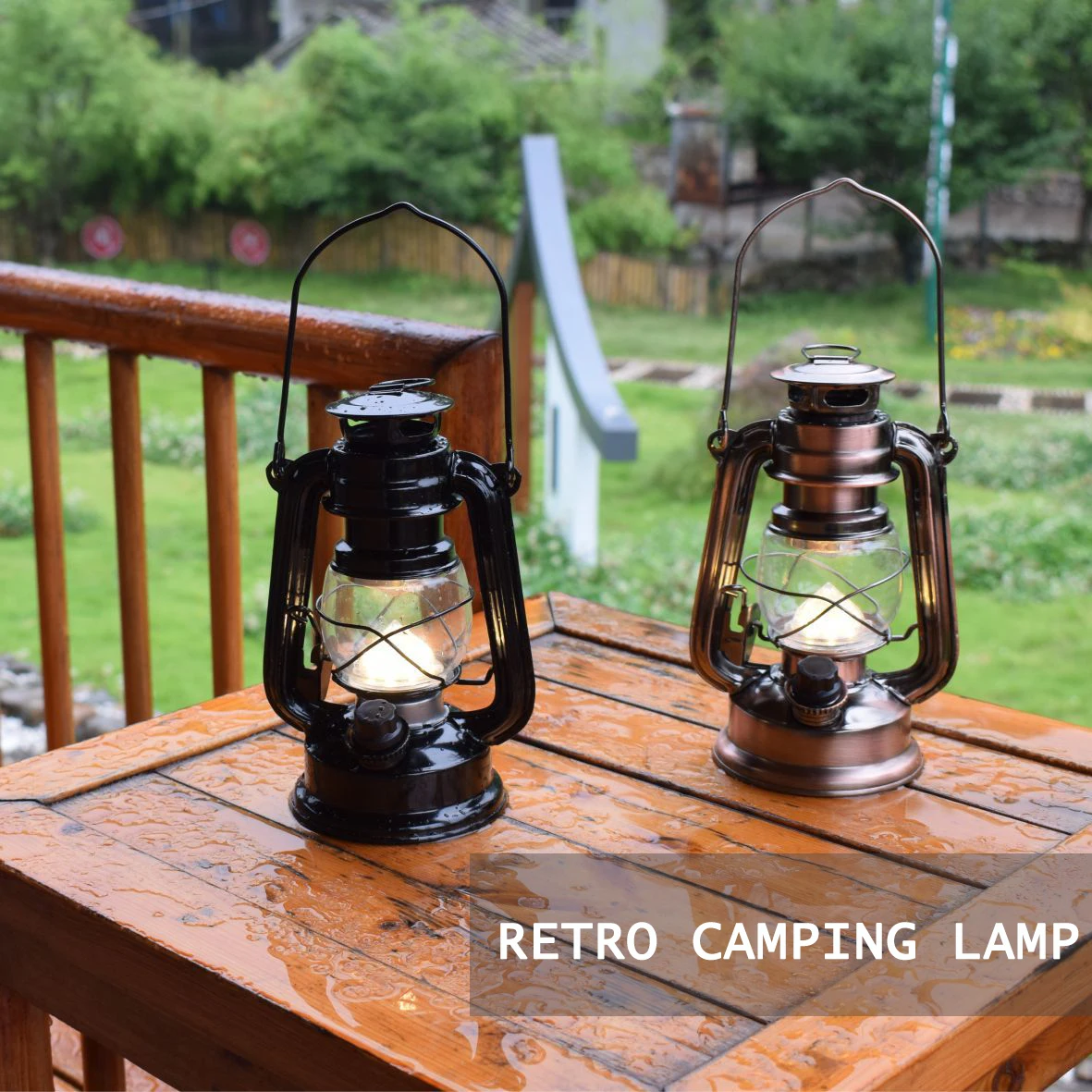 Luz LED de ambiente Retro para exteriores, lámpara colgante portátil recargable para tienda de campaña, linterna de Camping, lámpara de aceite para