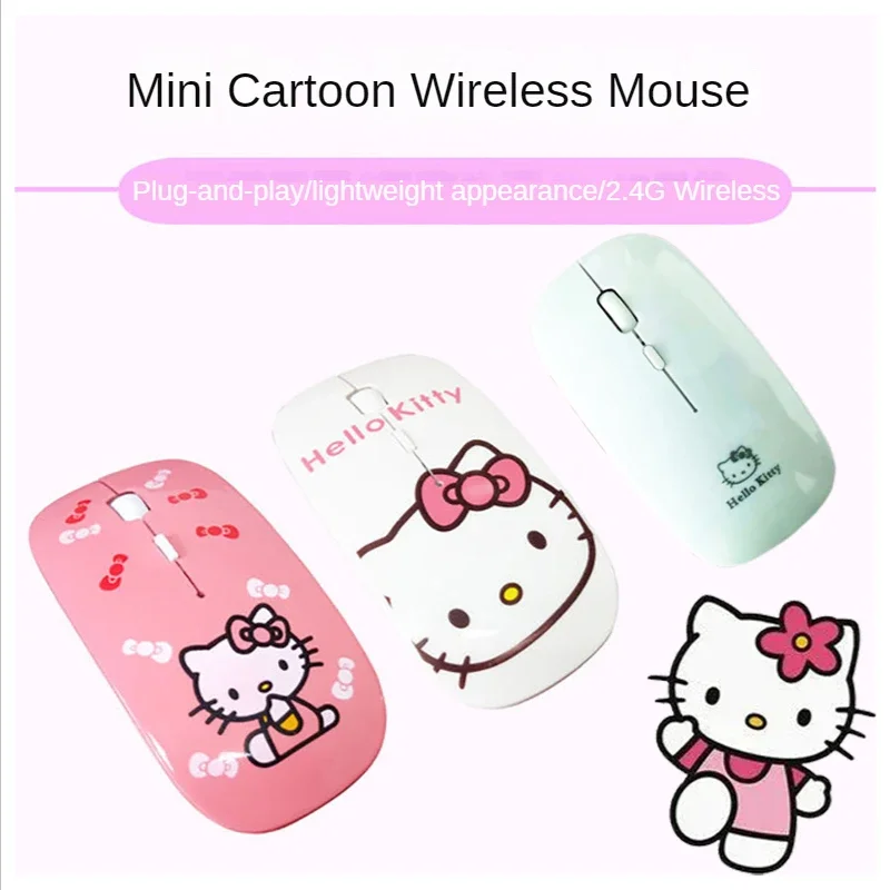 Hello Kitty Wireless Mouse Bluetooth Mouse Kawaii Ultra-thin Silent Gaming Mouse Cute USB 2.4G Mice for IPad Computer Laptop PC