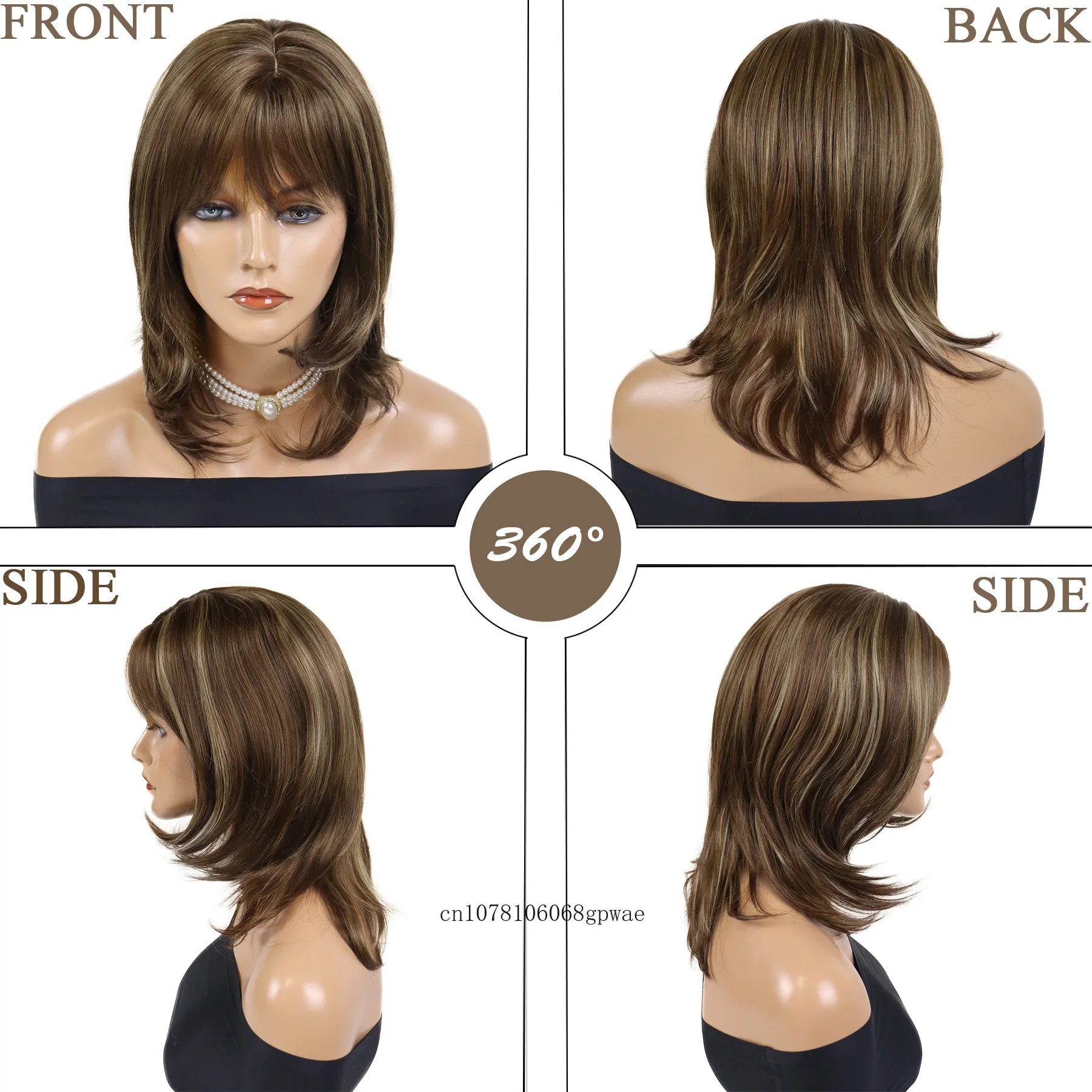 Synthetic Hair Brown Bob Cute Wigs for Women Girls Shoulder Length Wig with Fringe Bangs Heat Resistant Wig Daily Costume Party