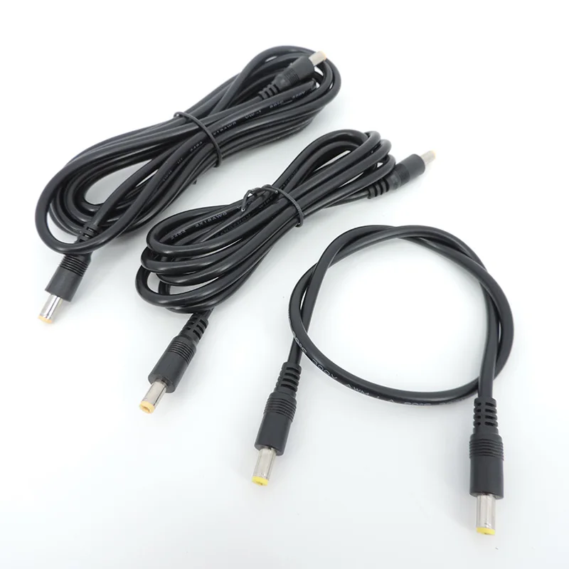 Kabel catu daya ekstensi pria KE pria DC 5.5MM x 2,5 MM kabel steker 0.5m 1.5M 3meter adaptor konektor kawat untuk kamera strip J17