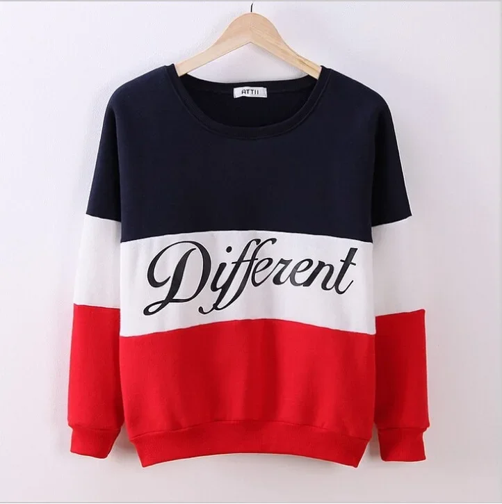 Women Hoody 2021 New Full Casual Letter Spring Summer Autumn Sweatshirts O-Neck Patchwork Hoodies Simple Bottoming Shirt