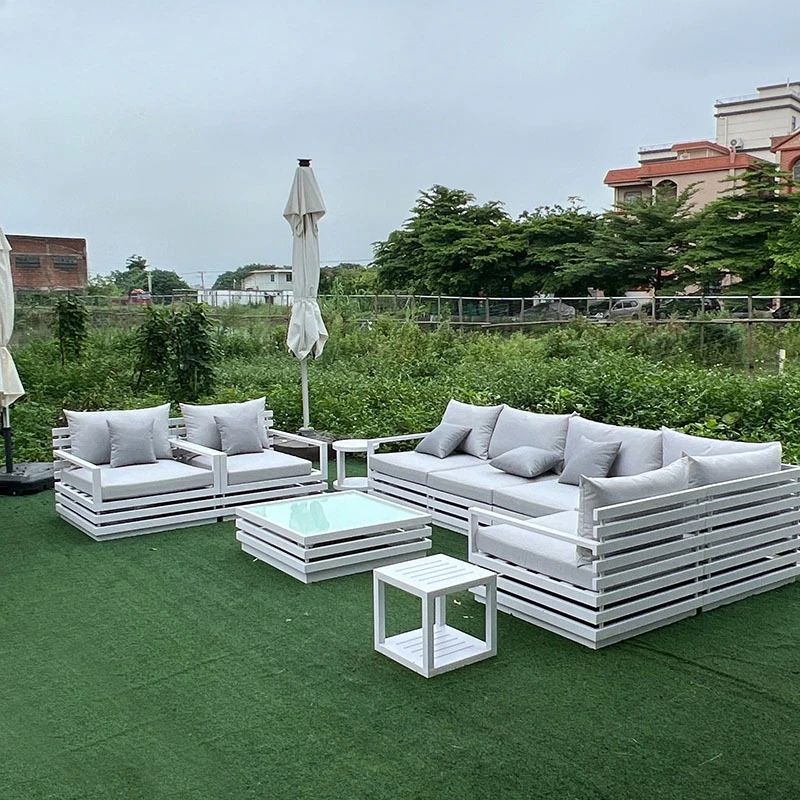 Outdoor aluminum alloy sofa combination courtyard terrace garden leisure waterproof sunscreen outdoor single sofa