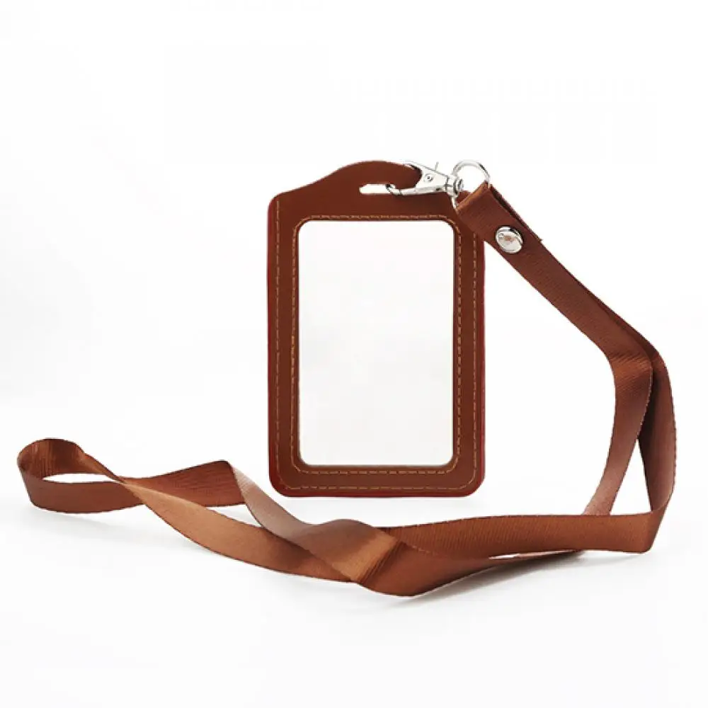 Porta Badge Ecopelle Trasparente con Cordino