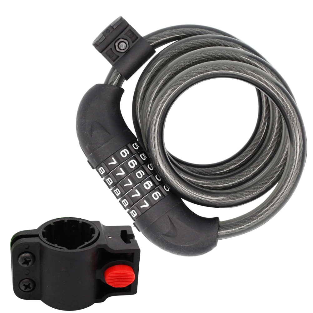 

5 Digit Anti-Theft Steel Wire Cable For Bicycle Motorbike Spiral Lock High Security Code Lock Bike Tools Protection Black Digit