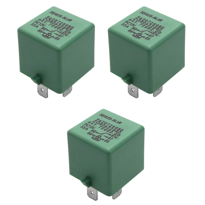 3X 12V 35A 5 Pins Cooling Radiator Fan Relay Green 6547TX For Peugeot 206 207 306 307 406 407 807