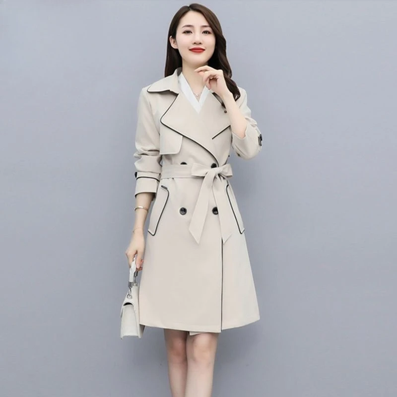 

2024, весенне-осенняя женская ветровка средней длины в корейском стиле с подкладкой, облегающая талия, дизайн, элитная модная верхняя одежда