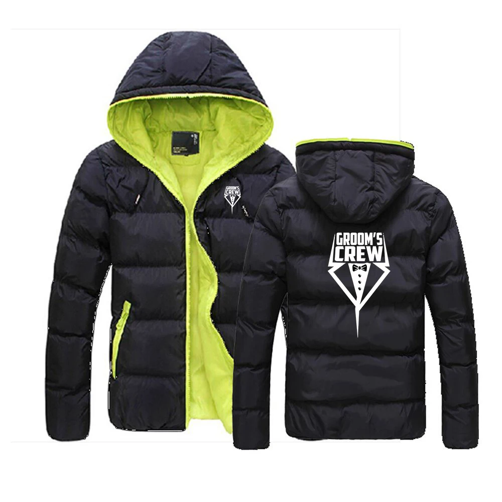

Team Groom Men's stand up collar winter zipper thick cotton coat solid color street fashion style casual zipper jacket 2026