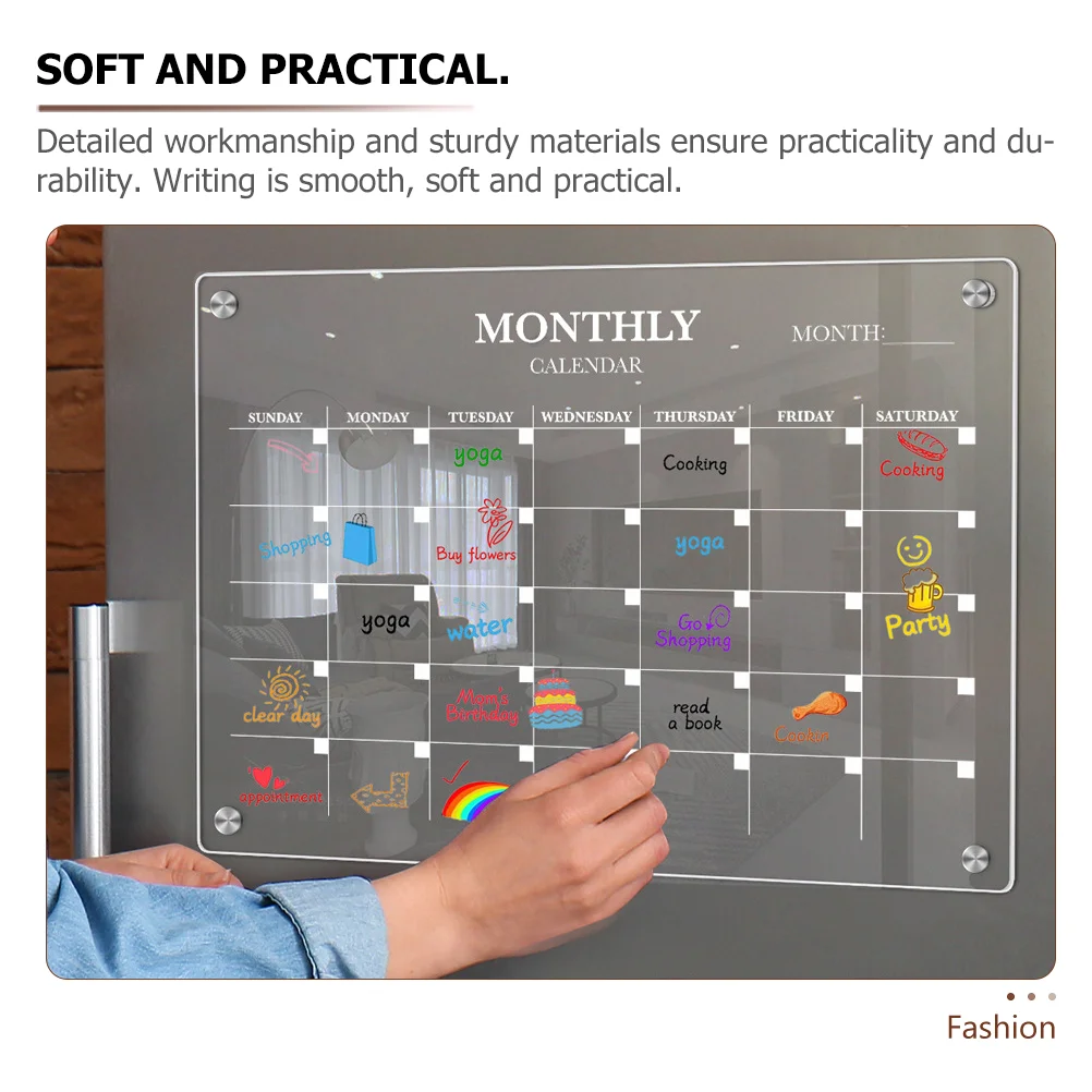 Imagem -02 - Quadro Magnético Transparente com Caneta Apagar Seco Calendário Acrílico Prático em Branco Programação Prato de Cozinha Geladeira