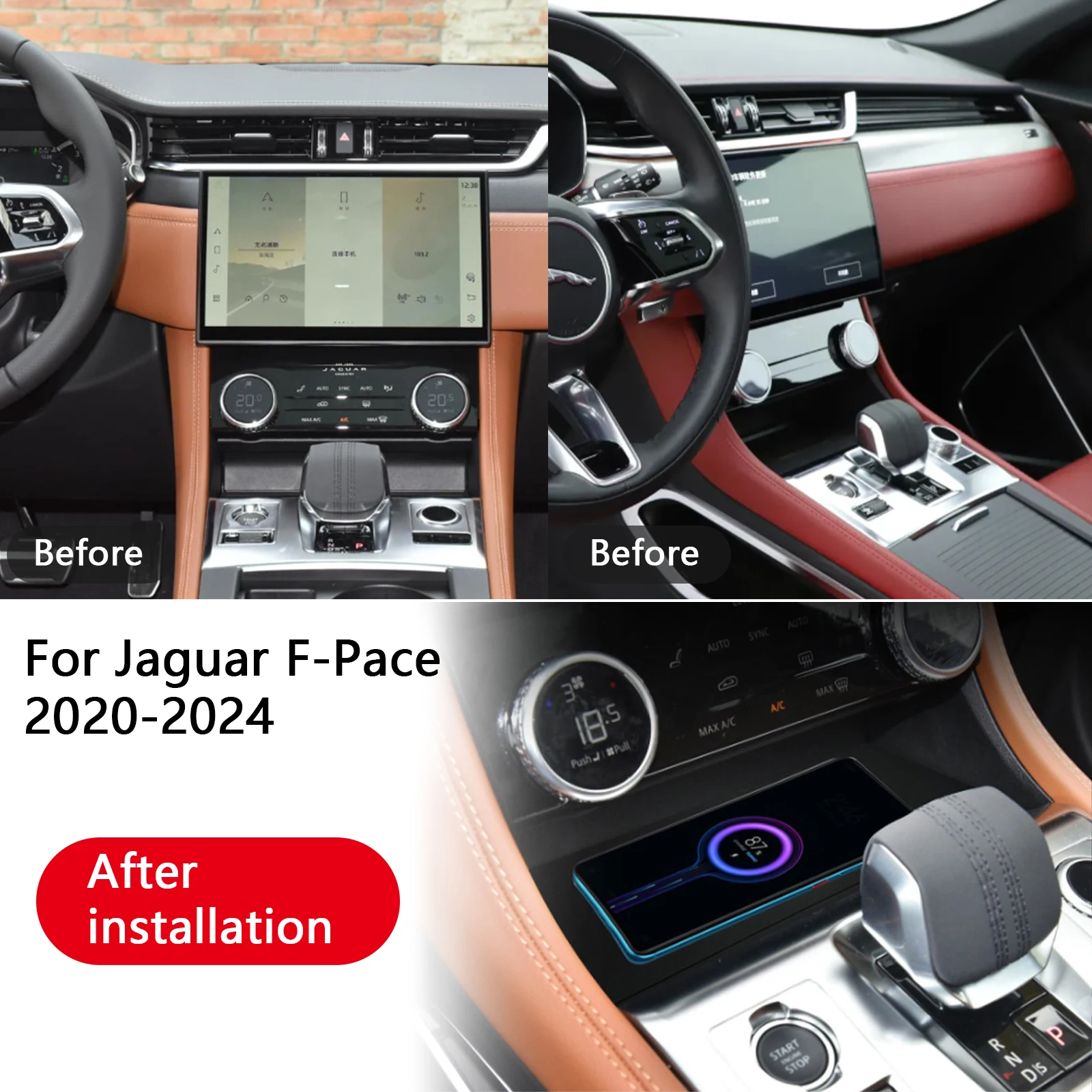 The leaset para jaguar f-pace 2020-2024 console central do carro carregador de telefone rápido carregador sem fio placa de carregamento suporte de car