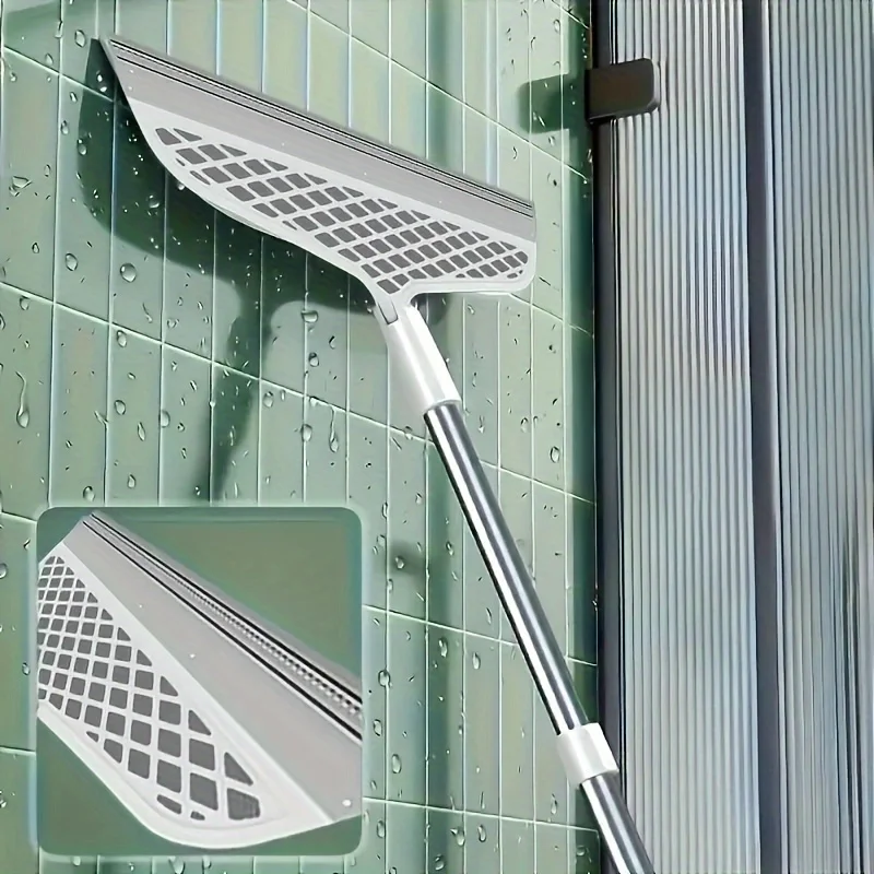 【セール中】取り外し可能なヘッド付き魔法のほうき両面シリコンスクレーパープラスチックハンドル180 °   バスルームリビングルームの簡単な収納をデザイン