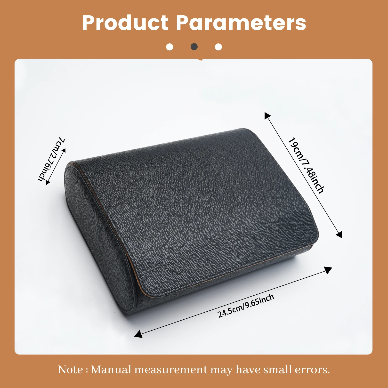 PU Leather Watch Box 6Slots Travel Watch Storage Case Black Outer Brown Lining Wristwatch Display Holder Watch Gift Box