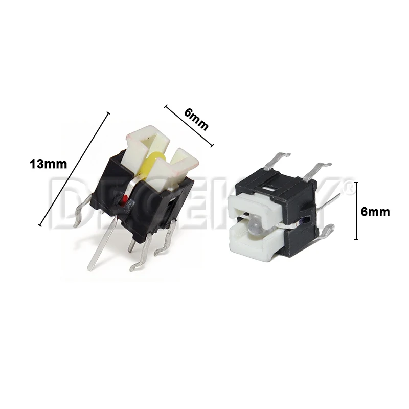 10PCS Iight Touch Switch 6*6*7 H Tactile Switches With LED Red White Blue Yellow Green 6X6X7 MM Microswitch/Key 6*6*7.2mm