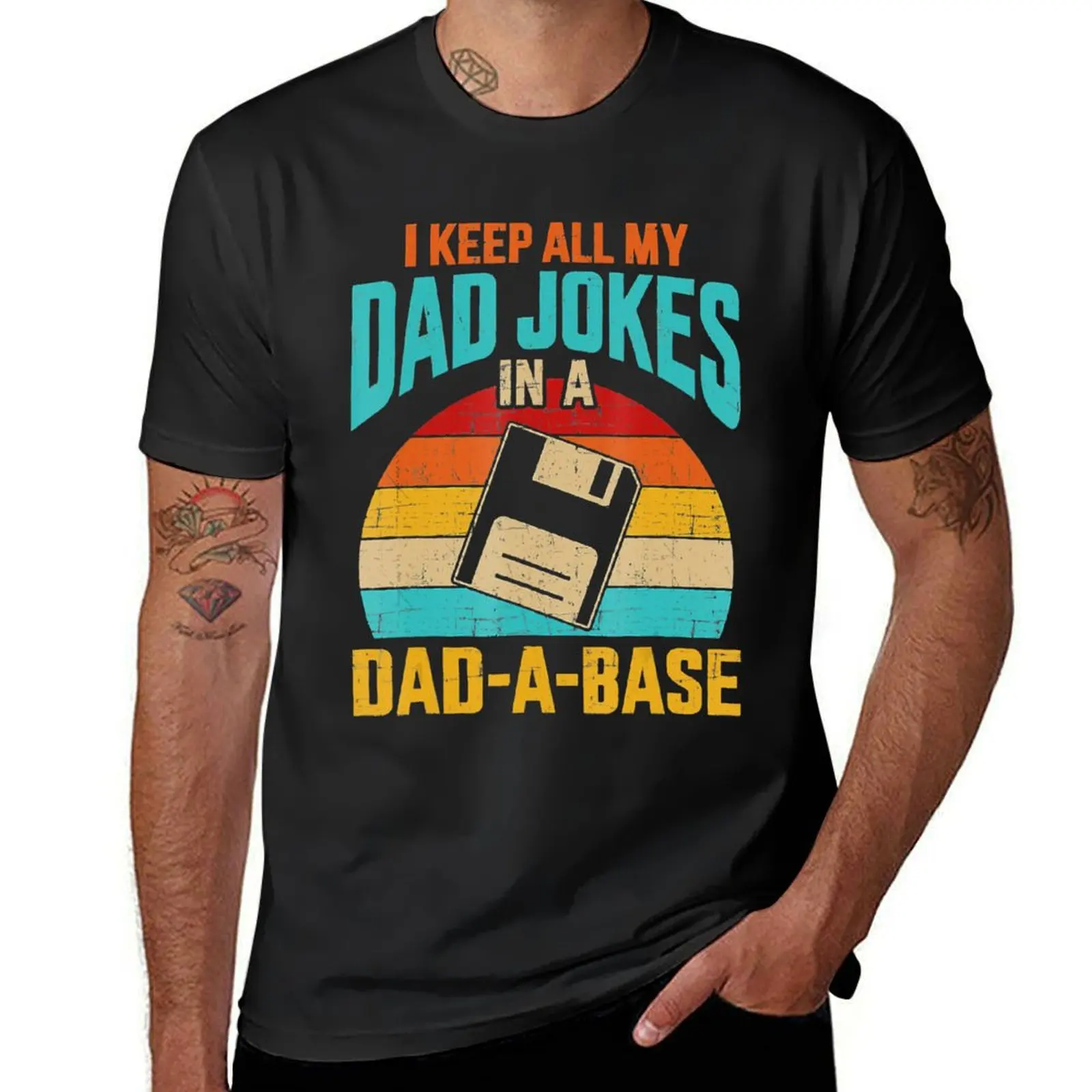 I Keep All My Dad Jokes In A DadABase Vintage Fathers Day T-Shirt heavyweights customs design your own T-shirt men