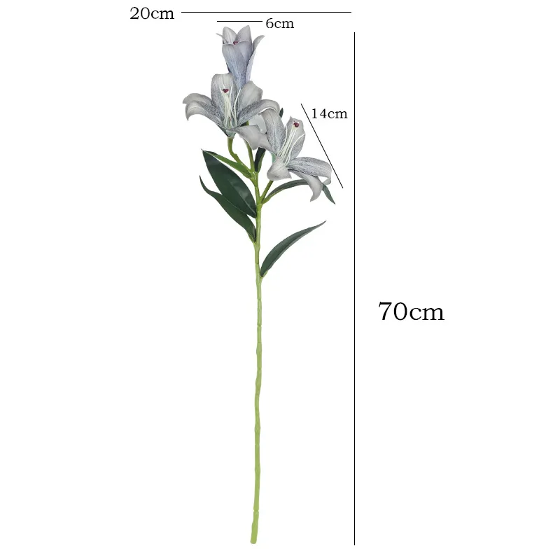 1 قطعة الأوروبية الرجعية 3-رئيس النفط اللوحة زنبق محاكاة زهرة ضوء الفاخرة المنزل طاولة طعام الديكور ورد صناعي زنبق