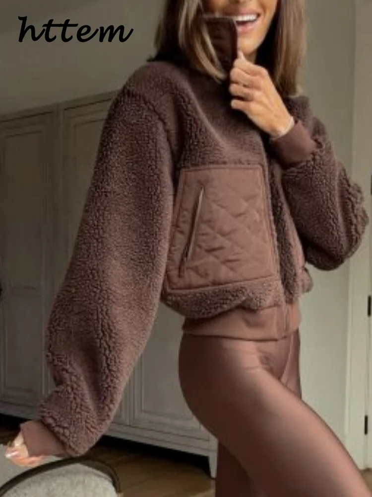 

Повседневное женское полупальто из овечьей шерсти, однотонное пальто с воротником-стойкой, длинными рукавами и карманами на молнии, утепленная куртка 2025 года, зимняя женская шикарная верхняя одежда
