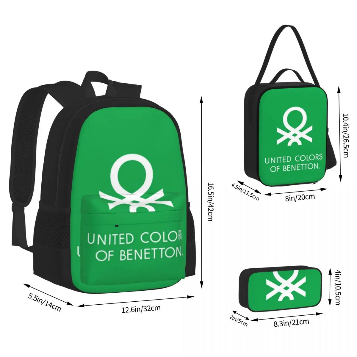 United Colors Of Gary-mochilas escolares para niños y niñas, juego de tres piezas, bolsa de almuerzo, bolsa para bolígrafos