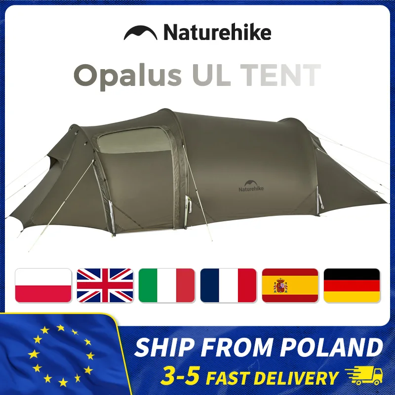 Naturehike Opalus Tunnelzelt für 2-3 Personen, Leichtes 15D Nylon Wanderzelt, Großräumiges Outdoor-Camping-Reisezelt für 4 Jahreszeiten
