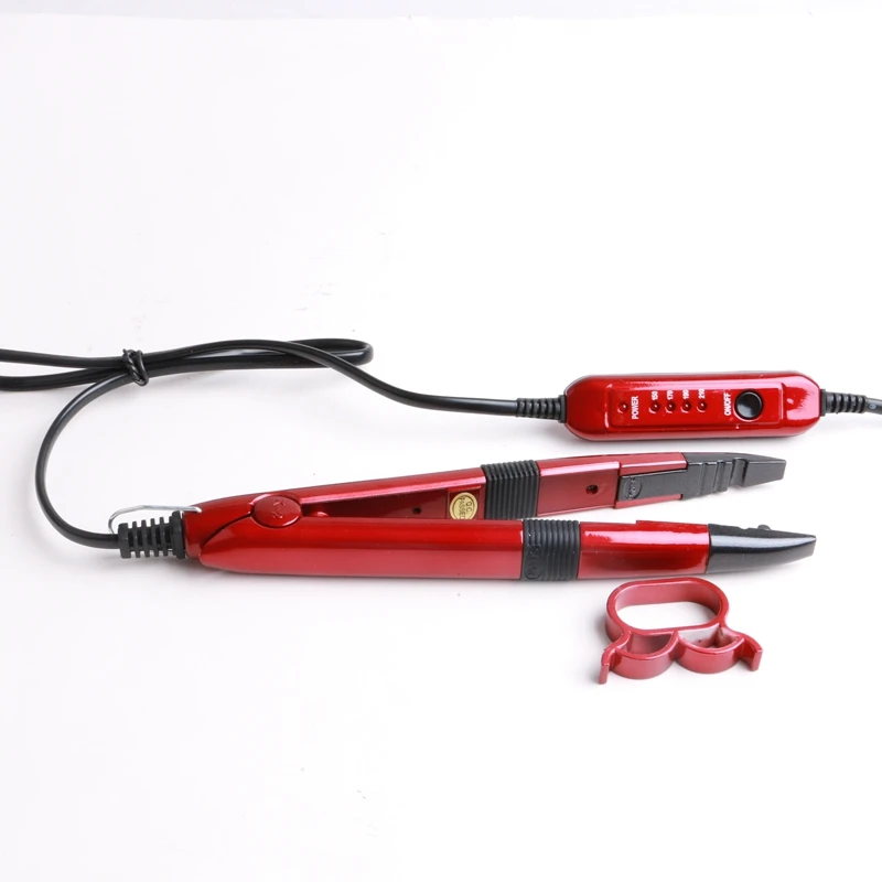 1pc Mini Hair Extension Iron Euro/US Plug Pro Salon Style Adjust-temp Heat Hair Connector Keratin Melt Tools Red Color