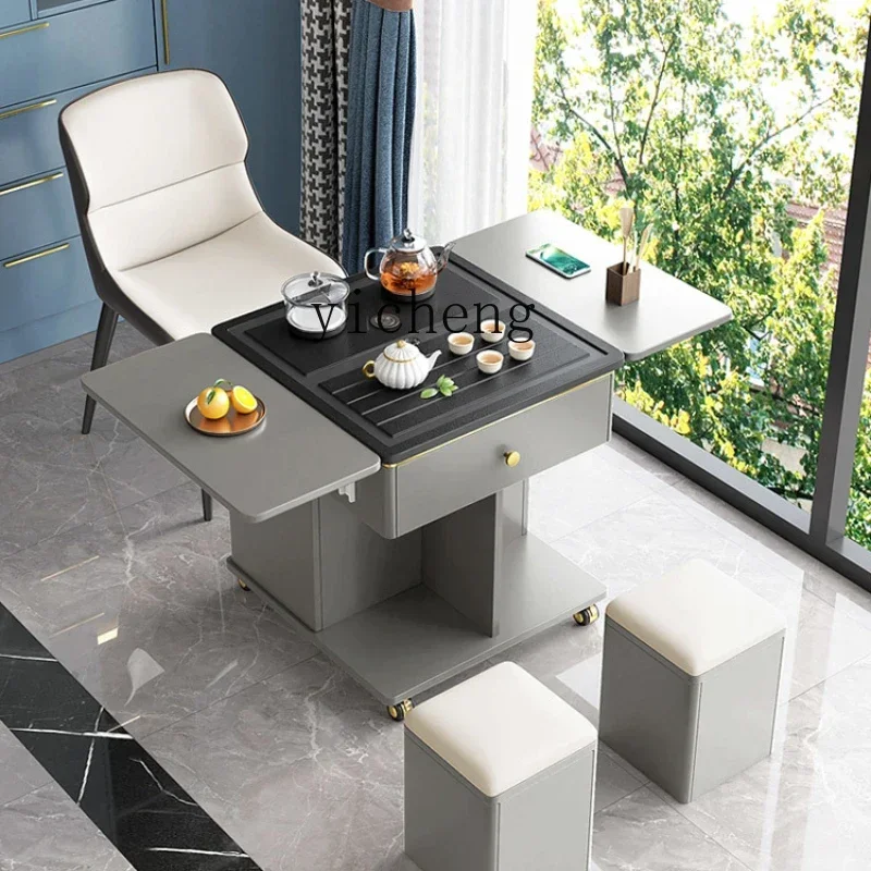 fire stone tea table multi-functional folding tea table simple living room office tea cabinet