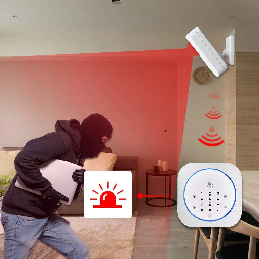 Sistema de alarma antirrobo para el hogar, alarma de seguridad inalámbrica con Wifi, GSM, IOS, Android, Control por aplicación, LCD, SMS