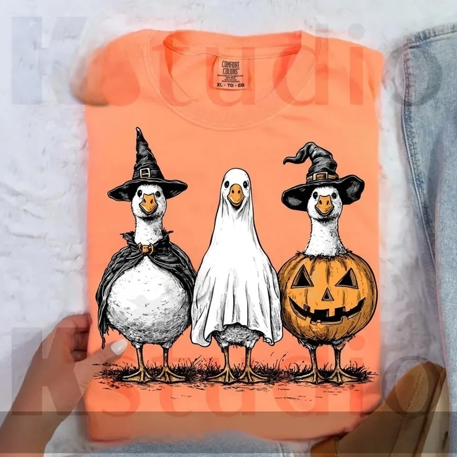 الرجعية هالوين بو شبح أوزة DIY بها بنفسك الحديد على نقل الحرارة ملصق مائي تي شيرت بلوزات المخدة حقيبة الملابس ديكور الحفلات