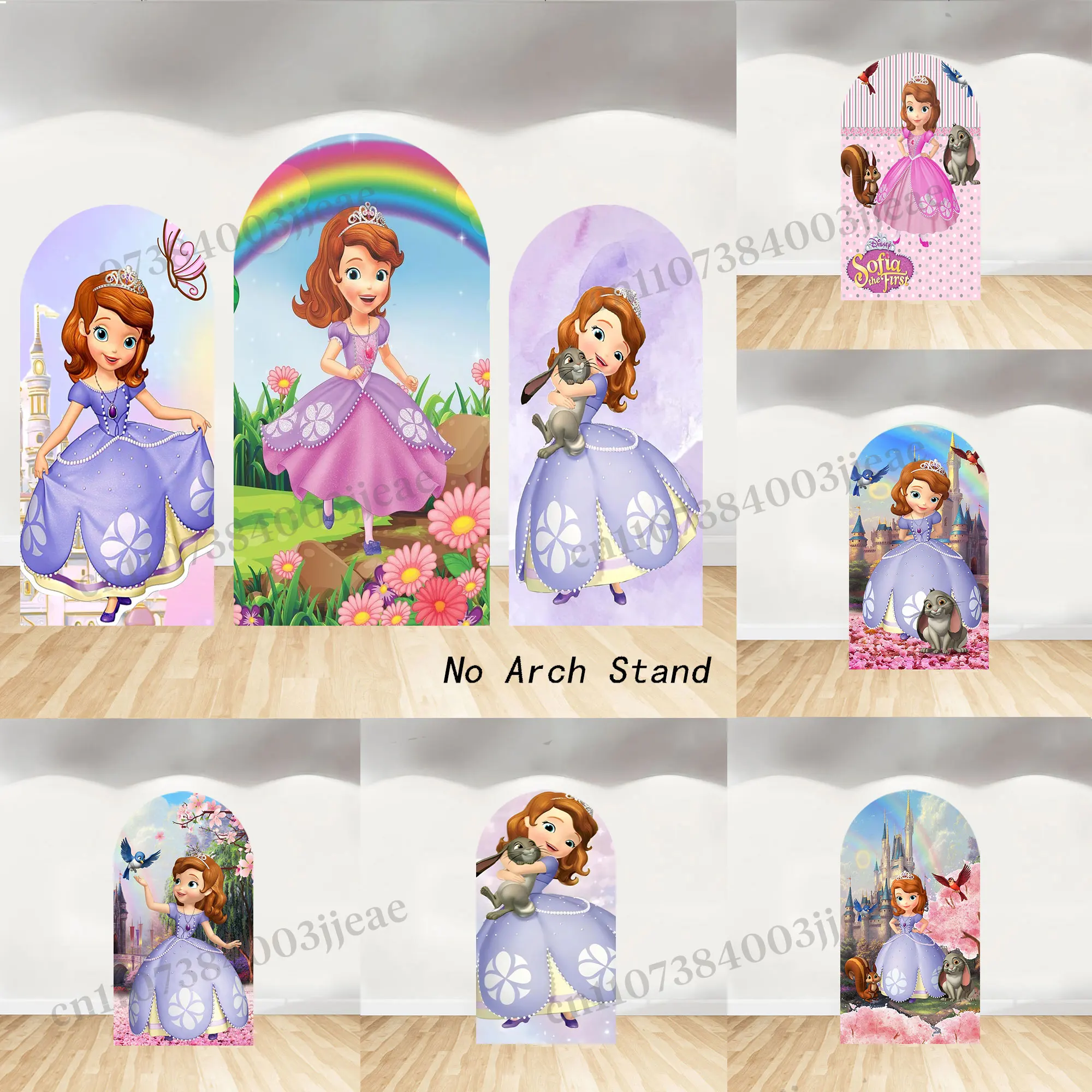 Arch Sofia the First Backdrop Cover Children Girl 1st Birthday Party Decor Baby Shower Photo Photography Background Studio Prop