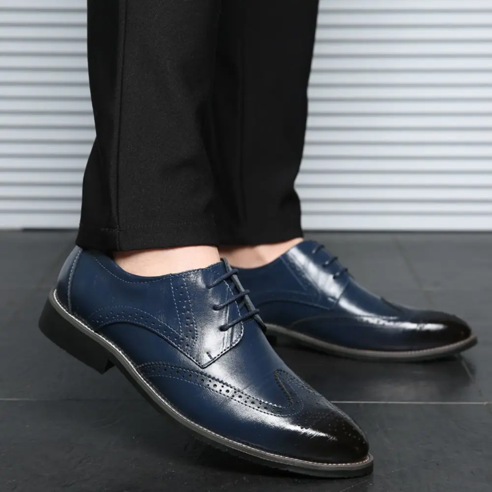 Men's Business Dress Shoes Pointed Toe Lace-Up Wingtips Oxfords (Large Sizes Av…