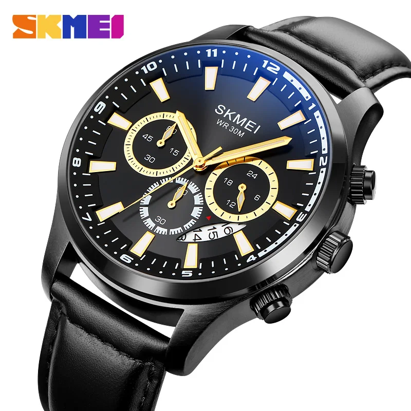 SKMEI reloj hombre Top Brand Luxury  Stopwacth Watches Mens Casual Waterproof Quartz Wristwatches Male Time Date Clock