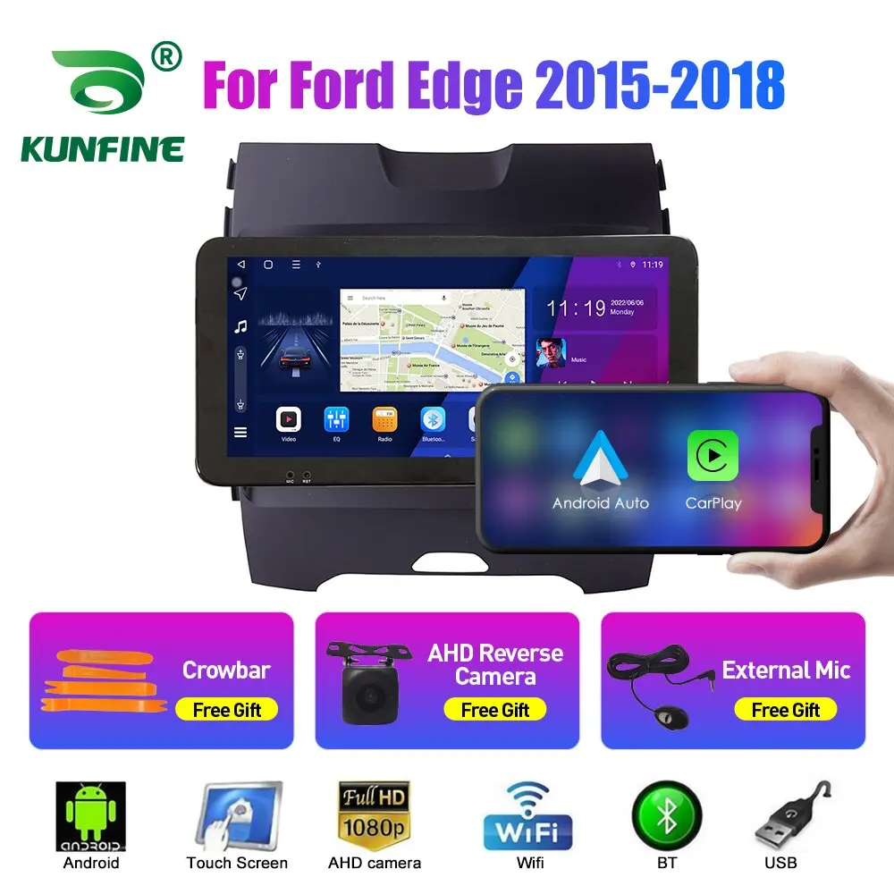 

10,33-дюймовый автомобильный радиоприемник для Ford Edge 2015-2018 2Din Android, восьмиядерный автомобильный стерео DVD, GPS-навигационный плеер, экран QLED Carplay