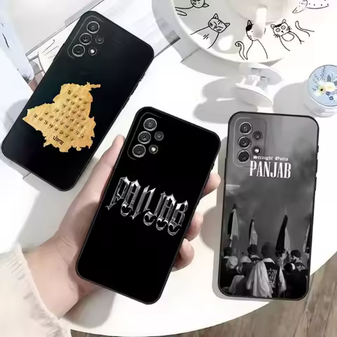 Painting Punjab Map Phone Case For Samsung S25,S24,S21,S22,S23,S30,Ultra,S20,Plus,Fe,Lite,Note,10 Black Soft Shell