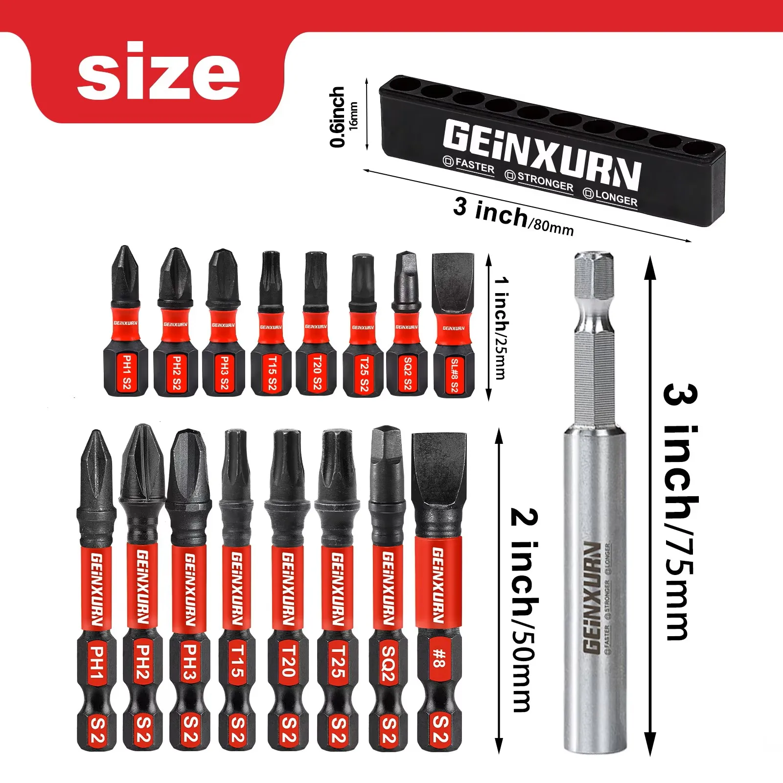 Geinxurn 3in Magnetic Hex Quick Change Bit Extension Holder, Motorcycle Repair Tools&Suitable for Motorcycle Maintenance