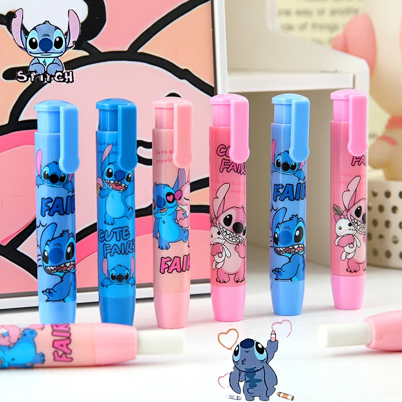 MINISO Stitch Press gumka Kawaii Lilo i Stitch pisanie rysunek ołówek gumki artykuły szkolne dla dzieci artykuły papiernicze