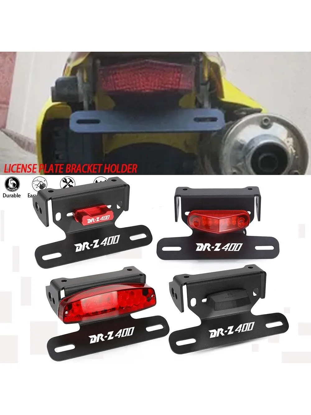 Clignotant de moto pour Suzuki DRZ400S DRZ400E DRZ 400S 400E, éliminateur de garde-boue arrière, support de cadre de plaque d'immatriculation, accessoires