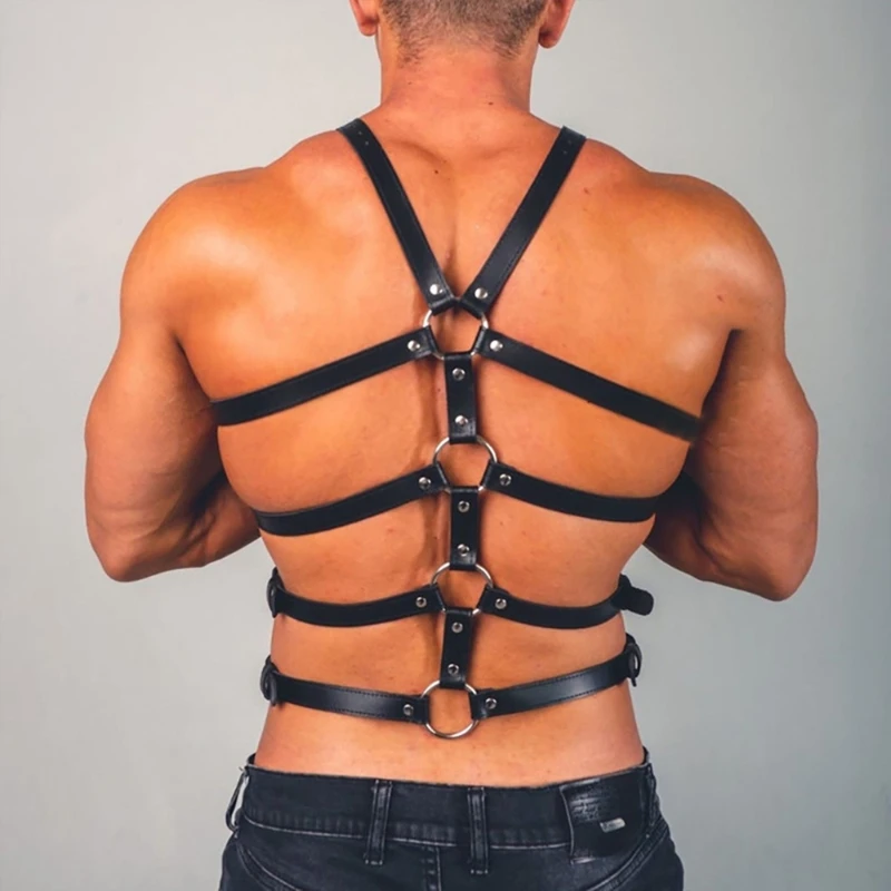 

Adjustable Straps Clubwear Self Bondage Costumes Men Leather Body Chest Harness