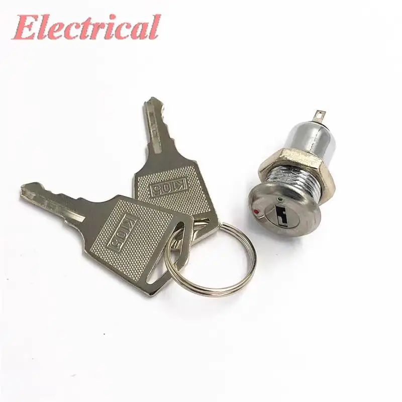 1set Power Switch Power Button 12mm Thread 0.5A 125VAC Key Switch 2 position (off-on) 2 terminal For Electronic devices/computer