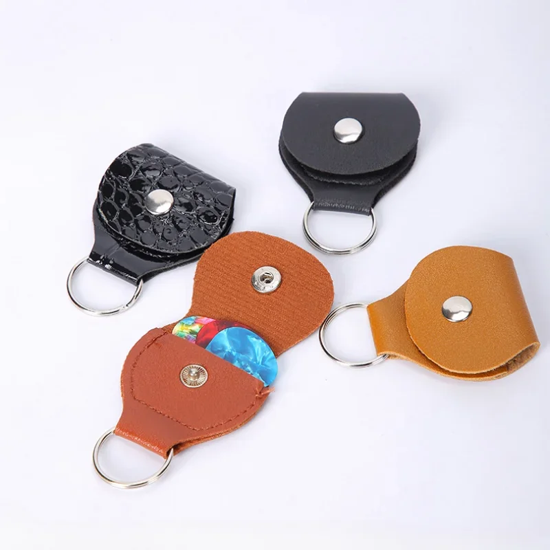 Guitar Picks Organizer Case PU Guitar Pick Cover Storage Bag Multi-function Key Chain for Guitar Bass Ukulele Accessories