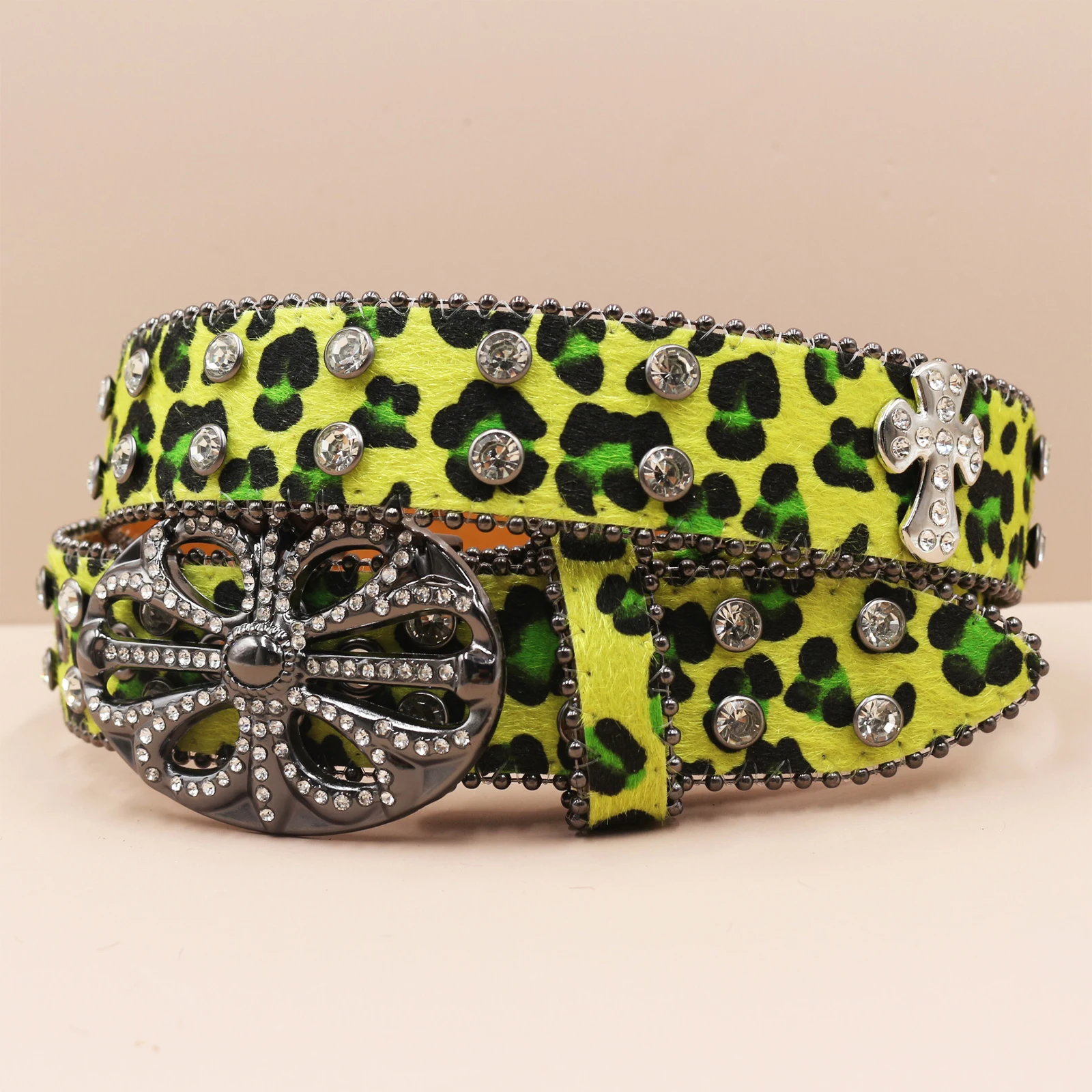 

Ремни Bb с перекрестными заклепками и стразами, модный сверкающий ремень из искусственной кожи с леопардовым принтом, ковбойские джинсы в стиле пастушки, брюки, ремень для женщин и девочек