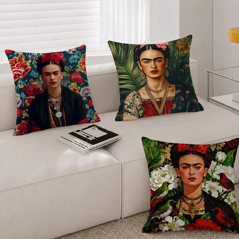 Artist F-Frida K-Kahlo Cushion Cover Natural Linen Breathable Cushion Covers Sofa Bedroom Decor Pillowcase
